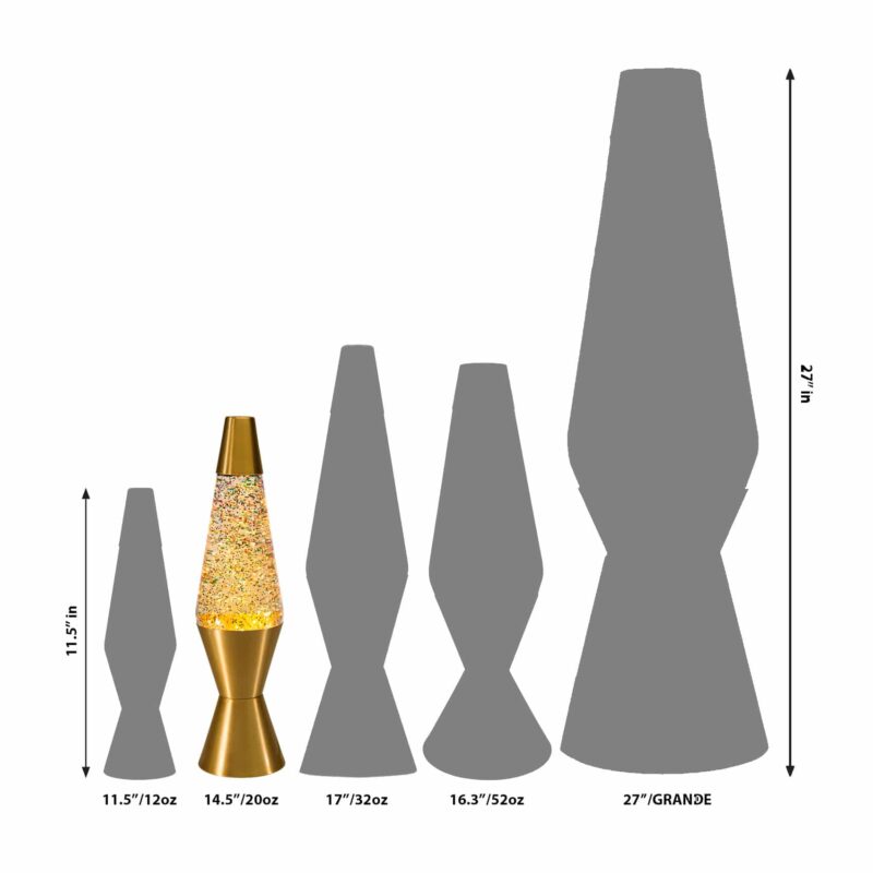 14.5″ LAVA Lamp Rainbow Glitter – Clear/Gold - US 4652